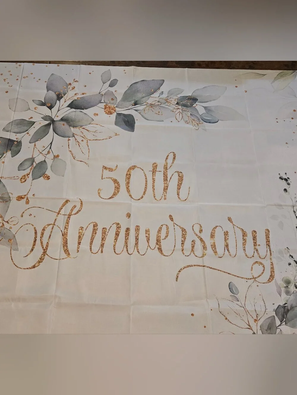 50th Anniversary Banner 7x5 Ft Green And Gold